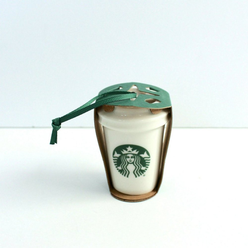 Starbucks 2016 Classic White Ceramic Cup Christmas Holiday Ornament